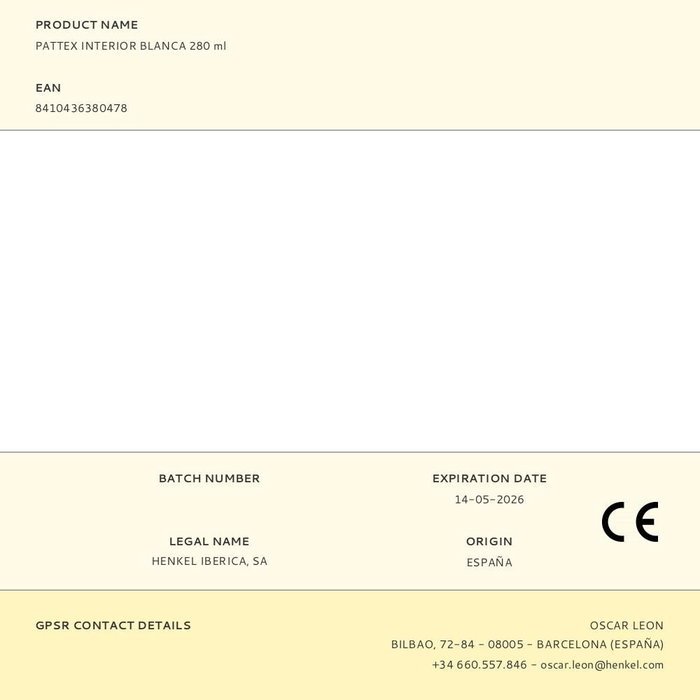 Pattex Sellador Pintable Interior Blanco 280 ml para Grietas y Huecos