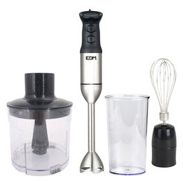 Edm Batidora de Mano 1200W con Accesorios (Picadora, Vaso Medidor) Cromado / Negro