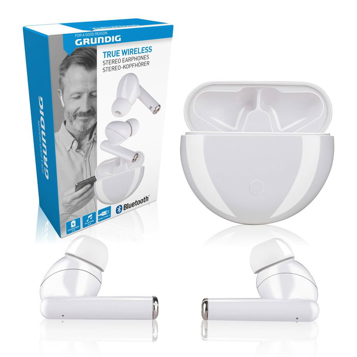 Grundig Auriculares Earbuds Bluetooth con Estuche Blanco