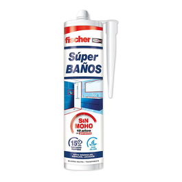 Fischer Silicona Neutra Antimoho Transparente 280 ml para Baños, Cocinas, Duchas y Juntas - 15 Años de Garantía - Sellado Interior y Exterior