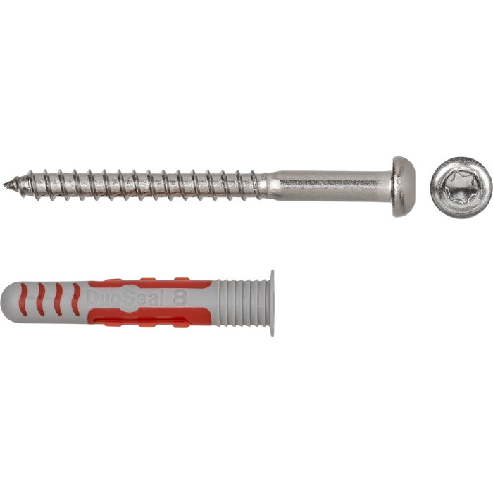 Fischer Tacos estanco ø8 x 48 mm + tornillos Duoseal ø6 x 70 mm, pack 25 uds