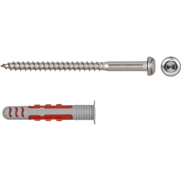 Fischer Duoseal Tacos impermeabilizantes ø6 x 38 mm con tornillos, pack 50 uds