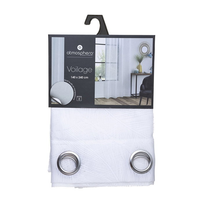 Atmosphera Cortina modelo tropical blanco 140 x 240 cm con 8 ojales Atmosphera Cortina modelo tropical blanco 140 x 240 cm con 8 ojales