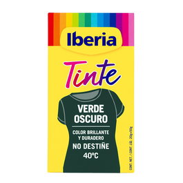 Iberia Tinte Textil para Ropa No Destiñe, Verde Oscuro, Máxima Fijación de Color, 70 g, 40ºC, Ideal para Teñir a Mano o Máquina