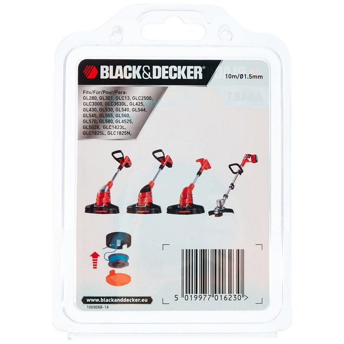 Black+Decker Hilo de Repuesto para Desbrozadora 1,6 mm 10 m