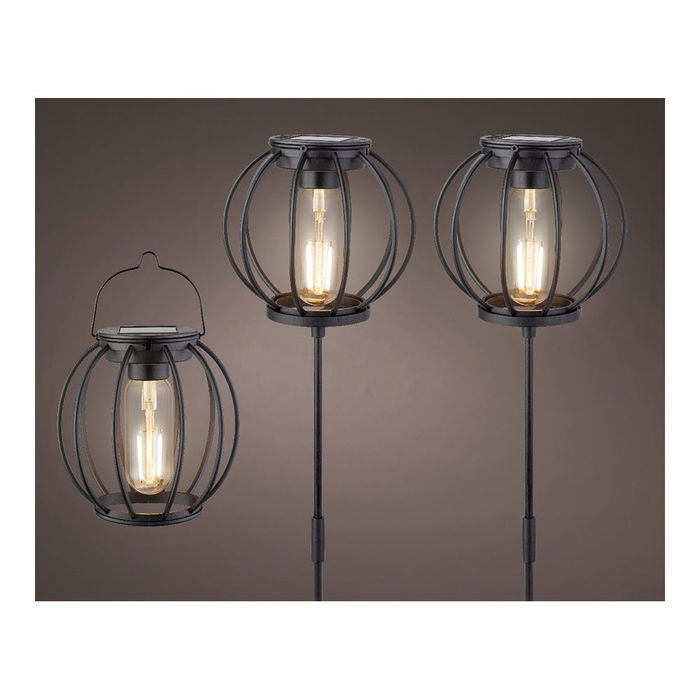 Lumineo Luces Solares de Jardín 3 lm ø13 x 43 cm, Set de 3 Unidades con 2 Estacas y 1 Luz de Mesa Lumineo Luces Solares de Jardín 3 lm ø13 x 43 cm, Set de 3 Unidades con 2 Estacas y 1 Luz de Mesa