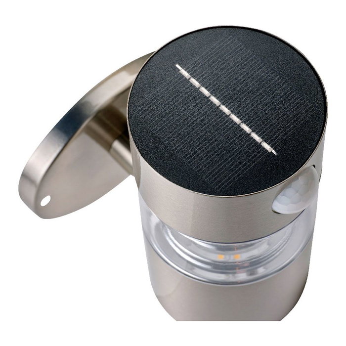 Lumineo Luz Solar de Pared Inox con Sensor de Movimiento Luz Cálida 15-150lm Ø12x16cm