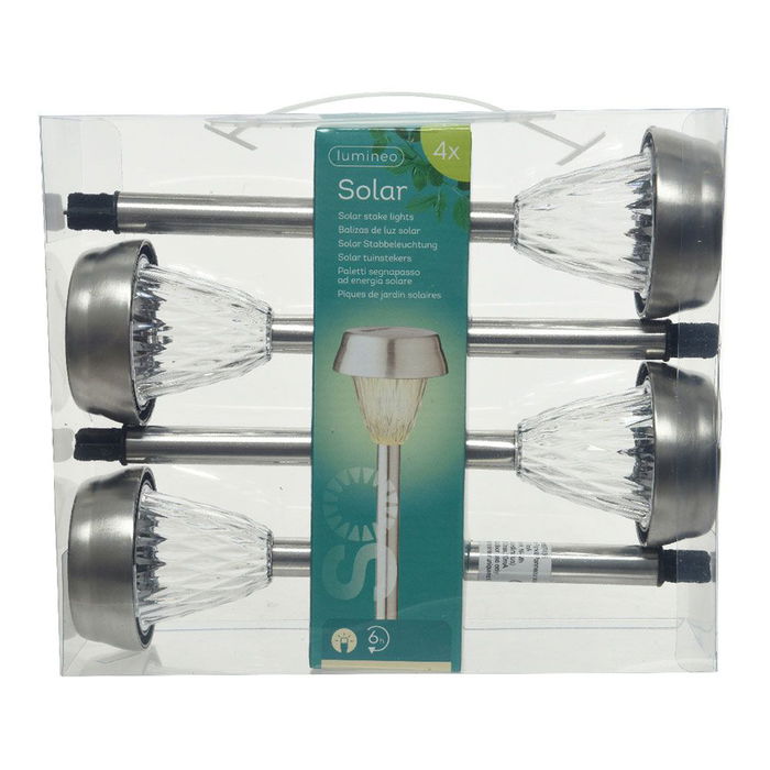 Lumineo Baliza Inox Luz Calida 24x8 cm Set 4 Unidades