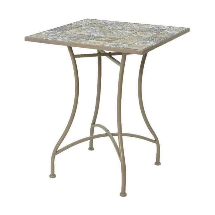 Mesa bistro de mosaico y metal marrón para exterior