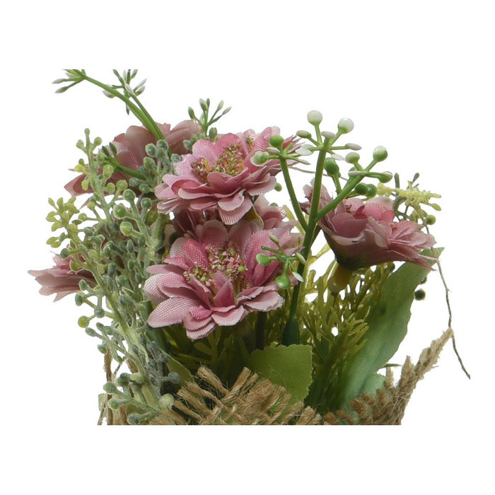 Everlands Maceta Mini de Arpillería con Margaritas/Dalias, Ø7 x 17 cm, Variados