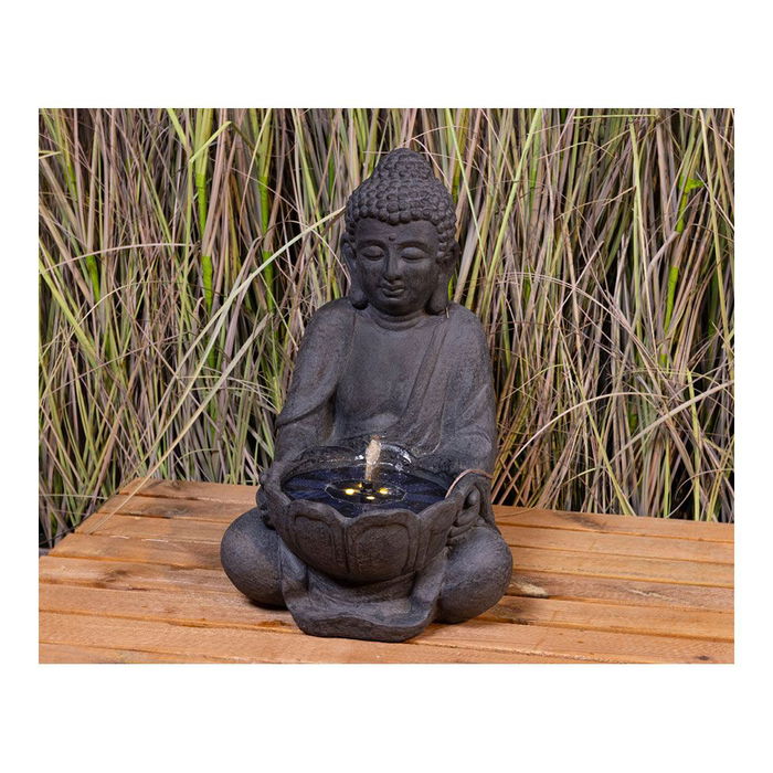 Lumineo Fuente Solar para Exterior IP68 con Figura de Buda, Apagado Automático, Luz Cálida LED, Caudal Ajustable - 29.5 x 28 x 45 cm Lumineo Fuente Solar para Exterior IP68 con Figura de Buda, Apagado Automático, Luz Cálida LED, Caudal Ajustable - 29.5 x 28 x 45 cm