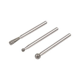 Wolfcraft Set 3 Muelas de Diamante Esféricas y Cónicas para Trabajos Finos en Materiales Duros, Metal con Revestimiento de Diamantes