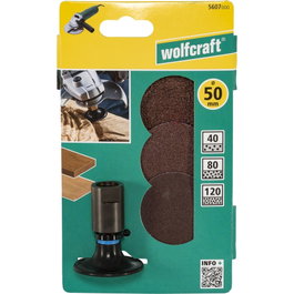 Wolfcraft Juego de lijado para amoladora angular de 50 mm, 4 piezas