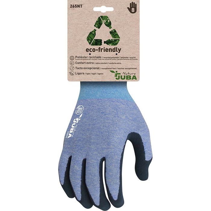Juba T-11 Guante de trabajo Poliéster/Spandex Palma Látex Arenoso Azul Talla 11 - Para manipulaciones de tacto y agarre sólido en seco/húmedo