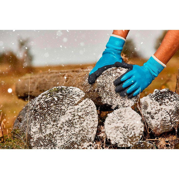 Juba Guantes de Trabajo en Frío T-11 - Poliéster con Doble Recubrimiento de Látex Ice Blue para Cámaras Frigoríficas y Manipulación de Congelados