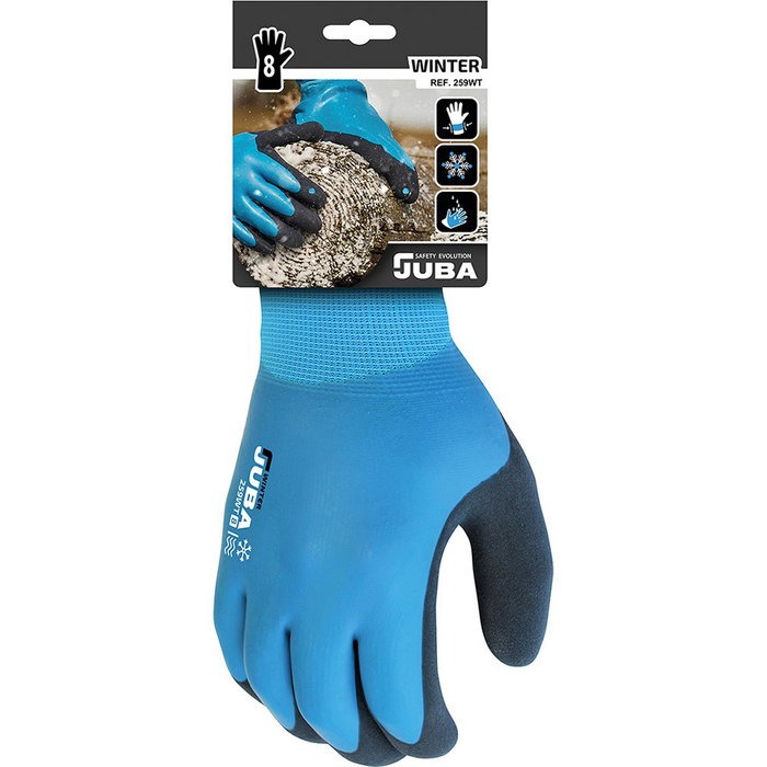 Juba Guante de poliéster con doble recubrimiento de látex T-11 Azul Ice Blue Juba Guante de poliéster con doble recubrimiento de látex T-11 Azul Ice Blue