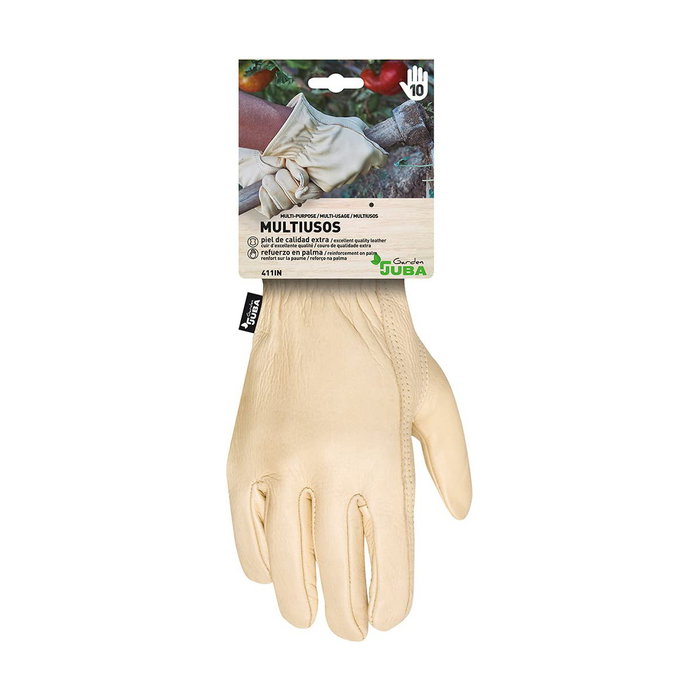 Juba Guante de piel flor de vacuno reforzado para jardinería, talla 10