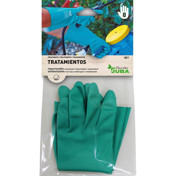 Juba Guantes de Nitrilo para Tratamientos Fitosanitarios, Flocado Interior, Verde, Talla 10