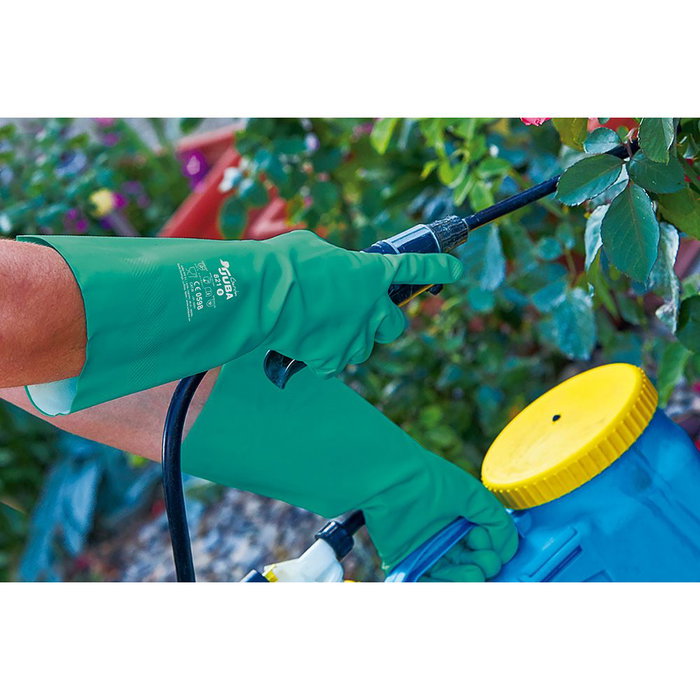 Juba Guantes de Nitrilo para Tratamientos Fitosanitarios, Flocado Interior, Verde, Talla 10