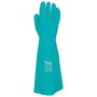 Juba Guantes de Nitrilo Satinado Verde T-09 Flocado Interior, Extra Largo 46 cm, para Químicos Piscina, Limpieza, Tratamiento Fitosanitario