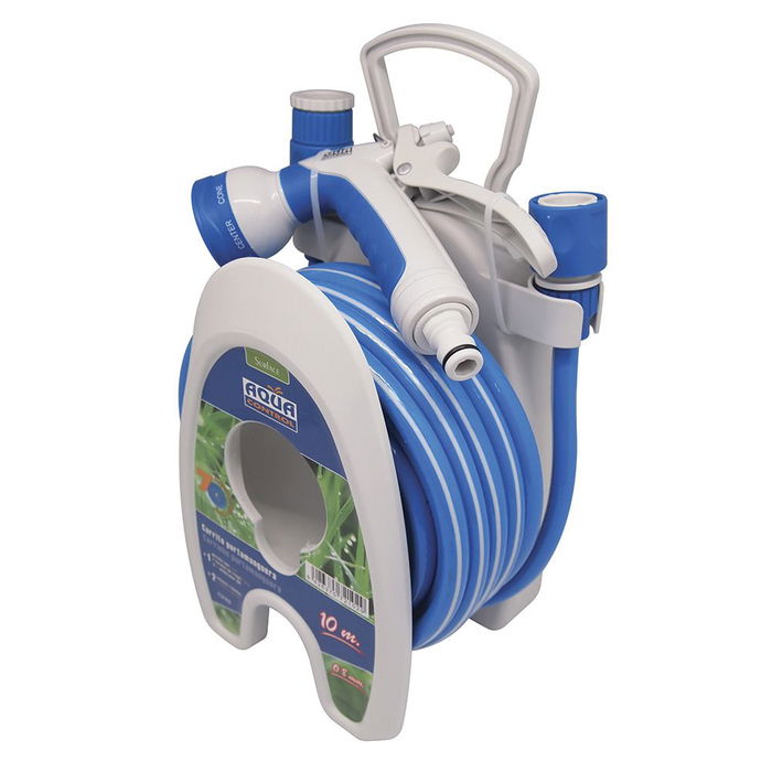 Aqua Control Carrito Portamanguera Especial Terrazas 10 m Incluye Manguera PVC Ø8 mm y Pistola Riego