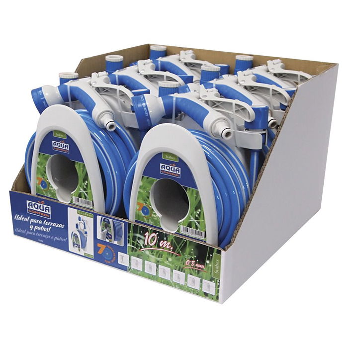 Aqua Control Carrito Portamanguera Especial Terrazas 10 m Incluye Manguera PVC Ø8 mm y Pistola Riego