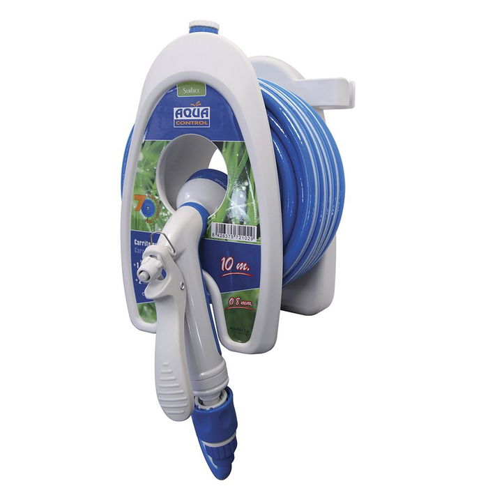 Aqua Control Carrito Portamanguera Especial Terrazas 10 m Incluye Manguera PVC Ø8 mm y Pistola Riego