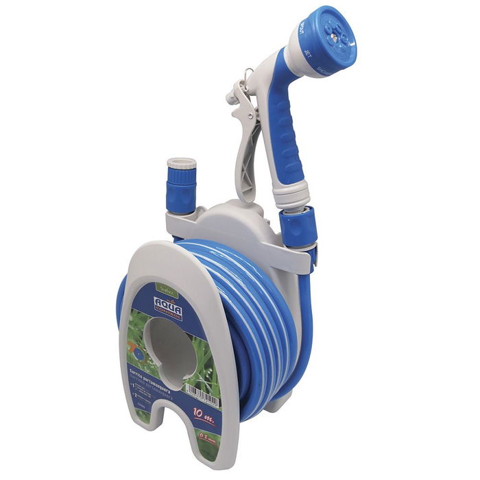 Aqua Control Carrito Portamanguera Especial Terrazas 10 m Incluye Manguera PVC Ø8 mm y Pistola Riego