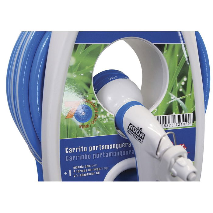 Aqua Control Carrito Portamanguera Especial Terrazas 10 m Incluye Manguera PVC Ø8 mm y Pistola Riego