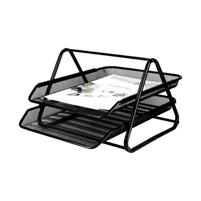 Q-connect Bandeja sobremesa metálica rejilla GXA100 negra con 2 bandejas móviles Q-connect Bandeja sobremesa metálica rejilla GXA100 negra con 2 bandejas móviles