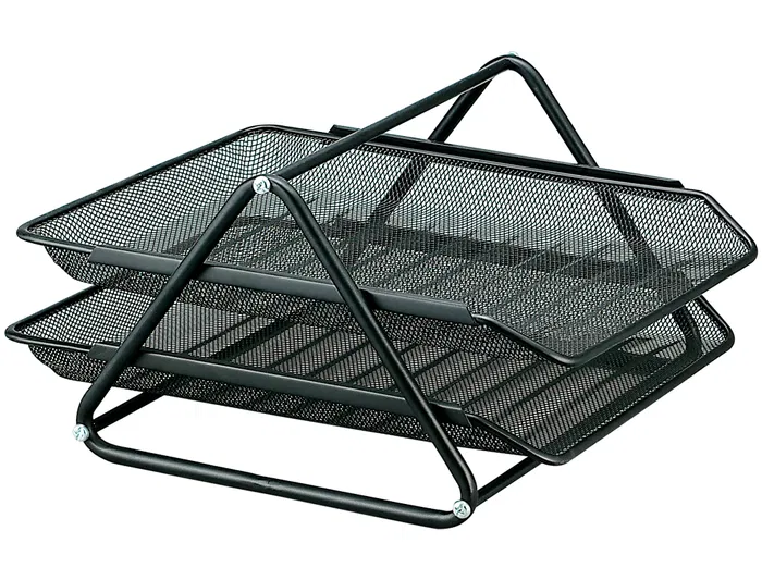 Q-connect Bandeja Sobremesa Metálica Rejilla gxa100 Negra 2 Bandejas Movibles 300x185x350 mm