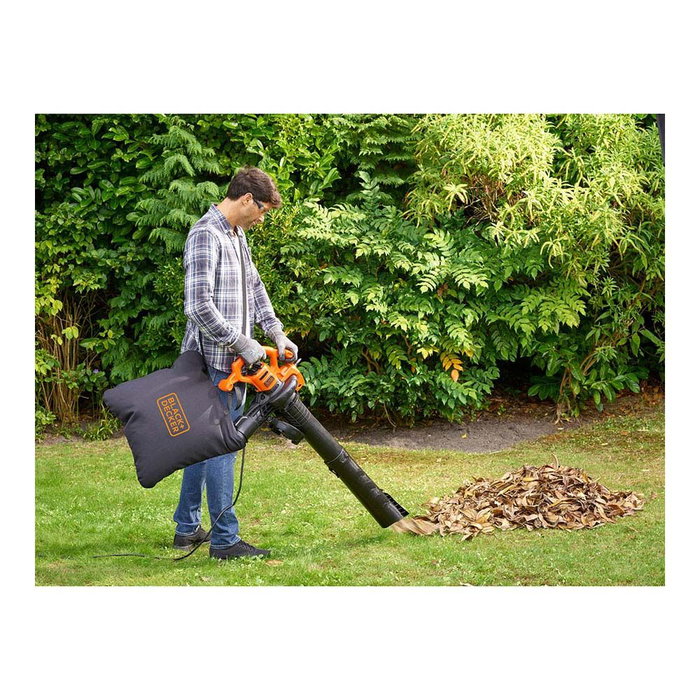 Black+Decker Aspirador Soplador con Cable BEBL260-QS 2600W Capacidad 40L Volumen de aspiración 11,8m3/min