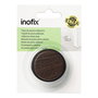Inofix Tope de puerta con tórica de metal y silicona acabado wengué, fijación adhesiva, Ø4,6 x 1,8 cm