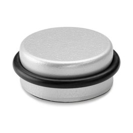 Inofix Tope de puerta con tórica de metal y silicona acabado madera cromo mate