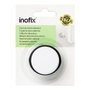 Inofix Tope de puerta con tórica metal y silicona acabado madera blanco fijación adhesivo blister Ø4,6x1,8 cm