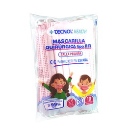 Tq Tecnol Mascarilla Quirúrgica Rosa Infantil Bolsa 10 Unidades UNE-EN 14883:2019+ AC:2019 Fabricada en España