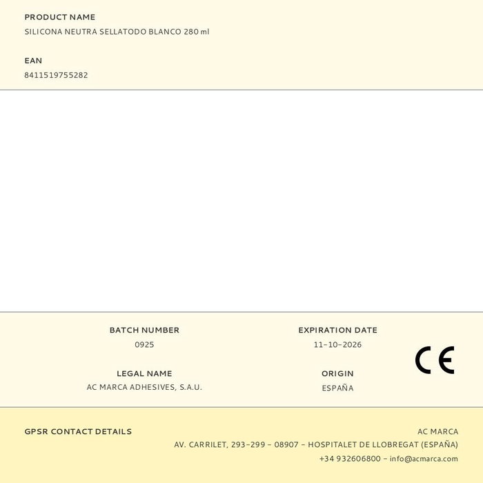 Ceys Silicona Neutra Sellatodo Blanco 280 ml