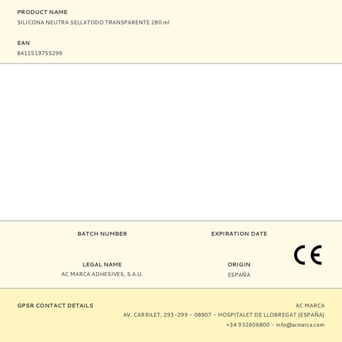 Ceys Silicona Neutra Sellatodo Transparente 280 ml