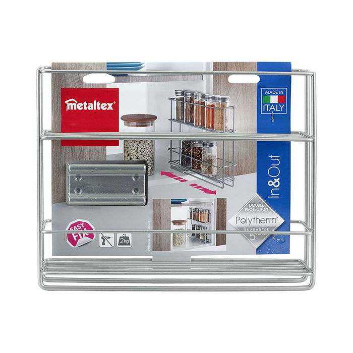 Metaltex Especiero deslizante In & out 2 estantes 28 x 6 x 22 cm con soporte adhesivo