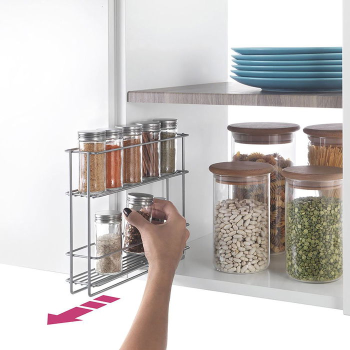 Metaltex Especiero deslizante In & out 2 estantes 28 x 6 x 22 cm con soporte adhesivo