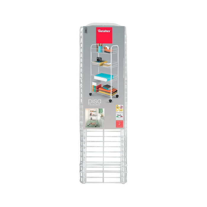 Metaltex Carrito multiuso con 4 cestos blanco 41 x 23 x 84 cm