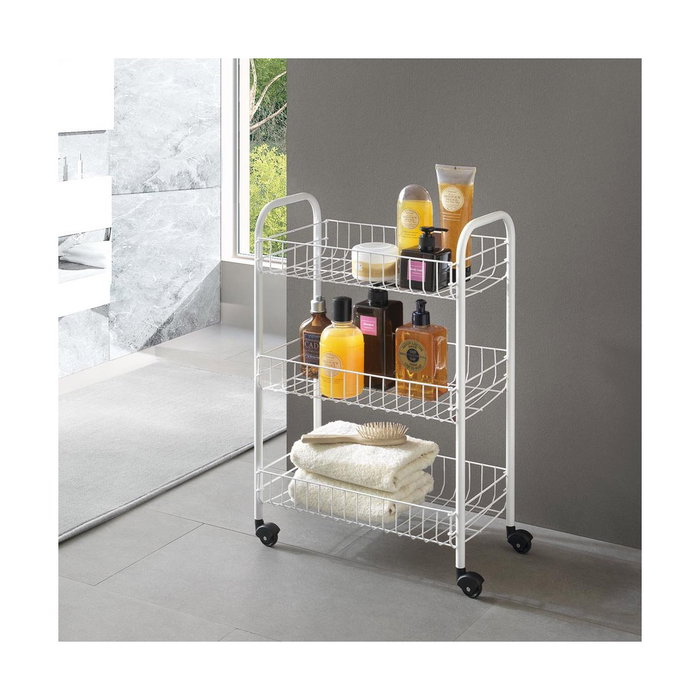 Metaltex Carrito multiuso con 3 cestos, blanco