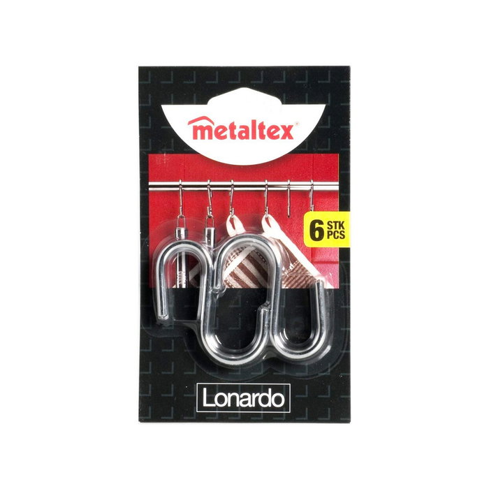 Metaltex Ganchos S Leonardo Cromados 6,5 cm, 6 uds Metaltex Ganchos S Leonardo Cromados 6,5 cm, 6 uds