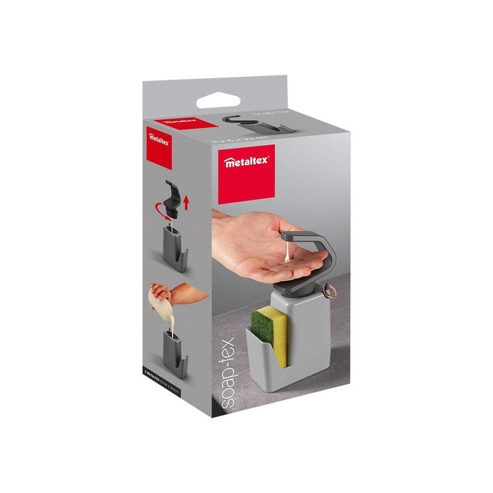 Metaltex Dispensador Soap-tex con estropajero, Gris