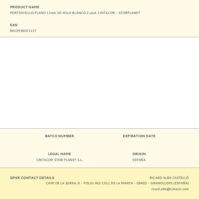 Cintacor Portavisillo Plano Extensible Blanco ø1,1 x 30-45 cm, 2 Unidades Cintacor Portavisillo Plano Extensible Blanco ø1,1 x 30-45 cm, 2 Unidades