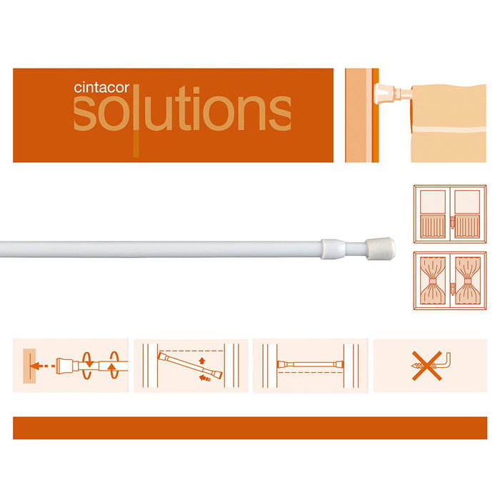 Cintacor Portavisillo Extensible a Presión Blanco, Ø0,8 x 50-85 cm, 2 Unidades