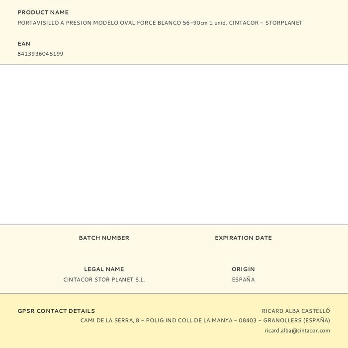Cintacor Portavisillos Extensibles a Presión Oval Force Blanco 56 - 90 cm