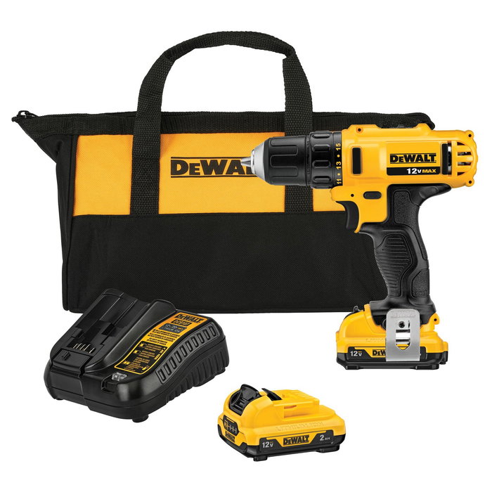 DEWALT Taladro Atornillador XR 10,8V DCD710D2-QW 10mm con Maletín, 2 Baterías Li-ion 2.0Ah y Cargador - 15 Posiciones de Par, Luz LED