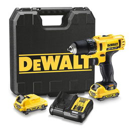 DEWALT Taladro Atornillador XR 10,8V DCD710D2-QW 10mm con Maletín, 2 Baterías Li-ion 2.0Ah y Cargador - 15 Posiciones de Par, Luz LED