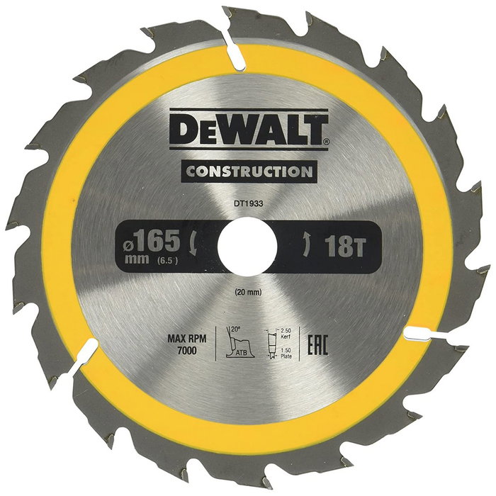 Dewalt Disco de corte ø165 x 20 mm 18t (ac)